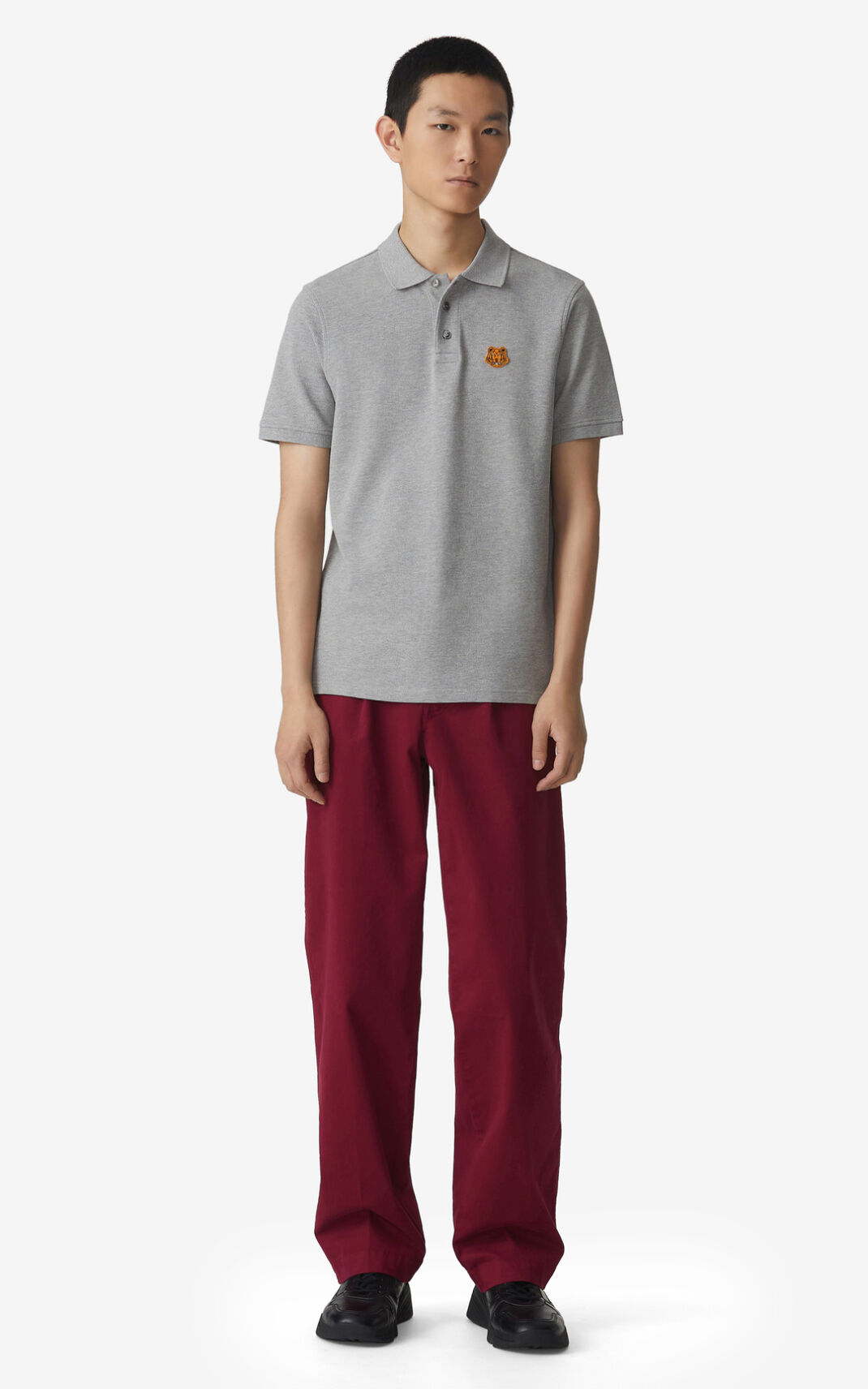 Polo Kenzo Tiger Crest Masculino - Cinzentas | 810ZMYDFQ